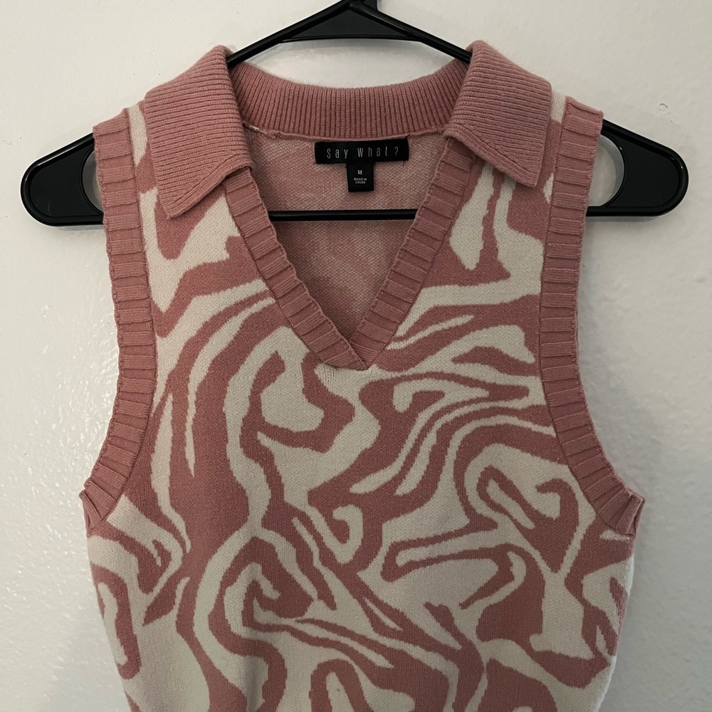 Say What? Pink and White Sweater Vest